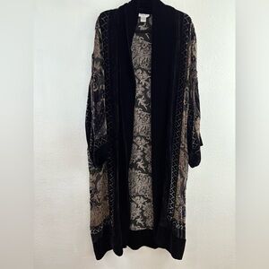 Aria. A Camouflage Devoré Pattern  100% silk botton black Kimono size M